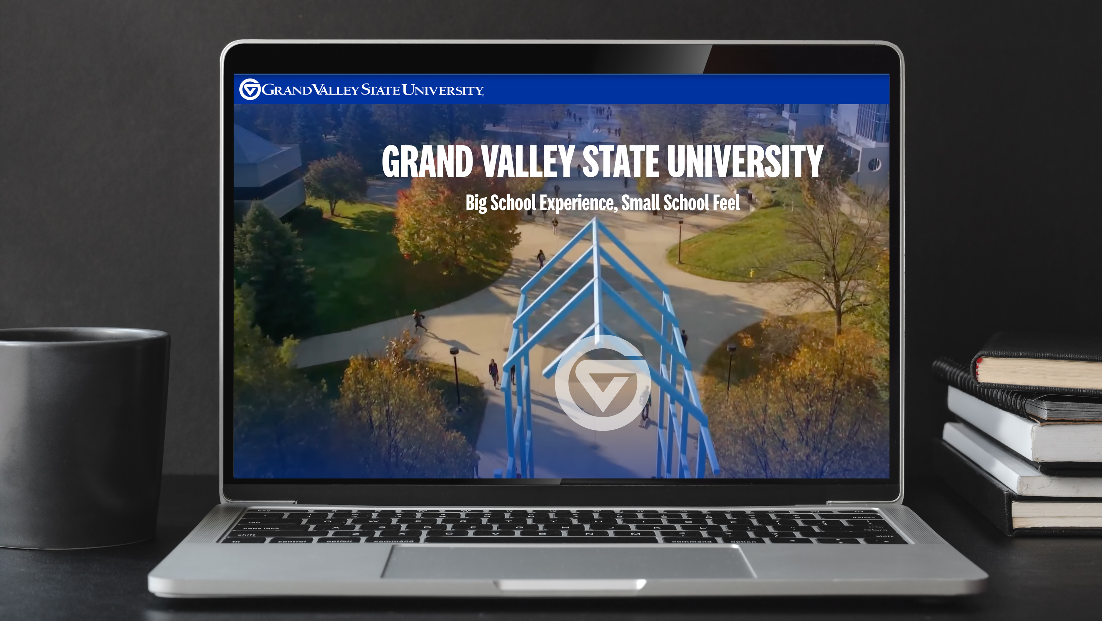 laptop displaying the GVSU virtual viewbook